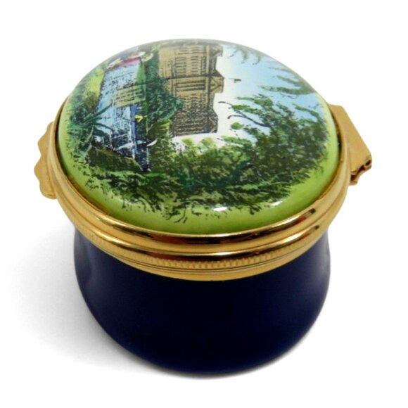 Buckingham Palace HALCYON DAYS Enamel Oval Trinket Box and Blue Presentation Box - Picture 5 of 10
